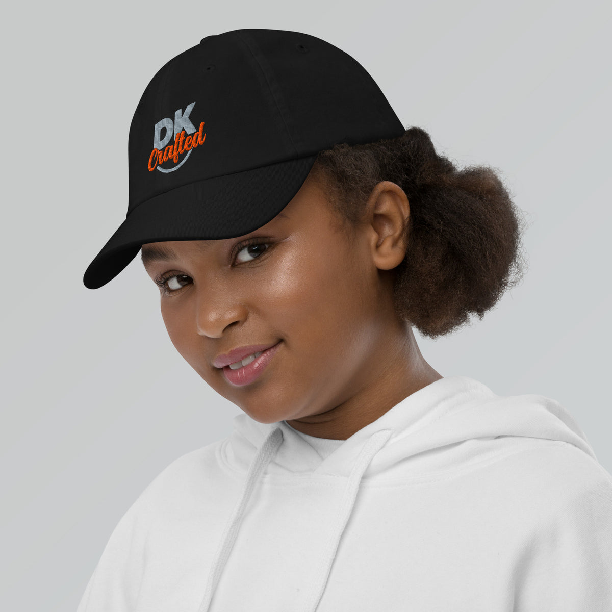 Youth baseball cap, Black, left side view