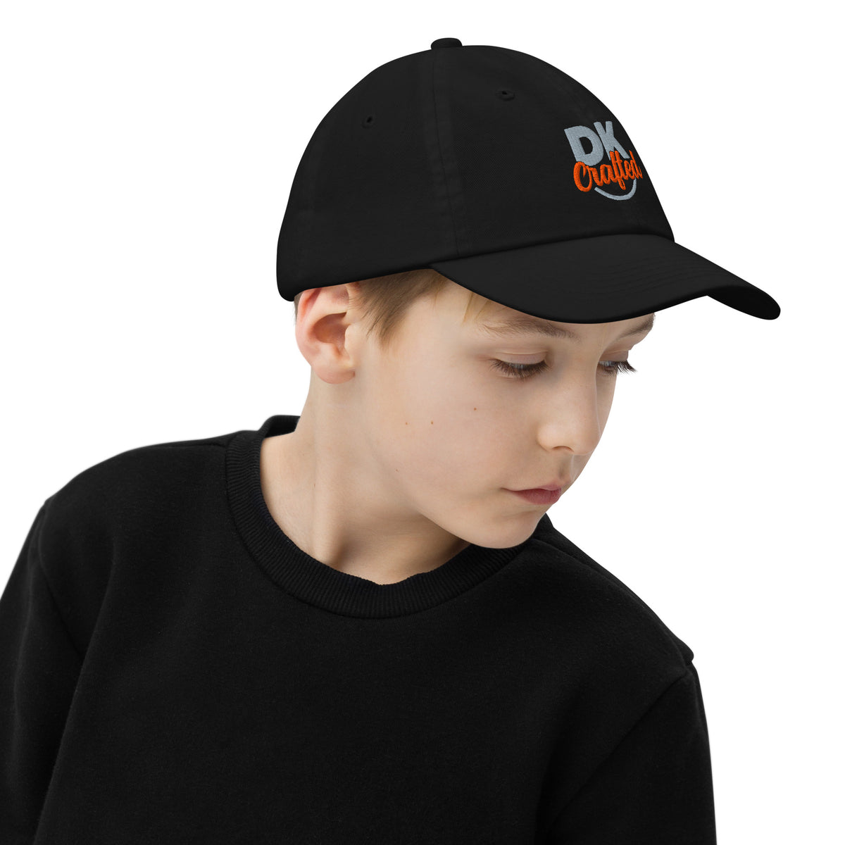 Youth baseball cap, Black, right side view