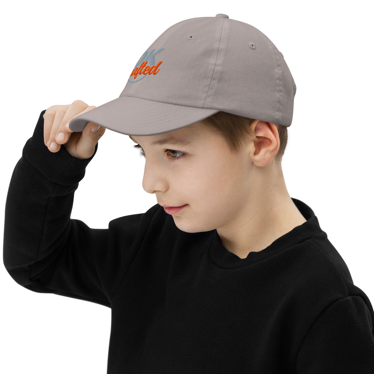 Youth baseball cap, Grey, left side view