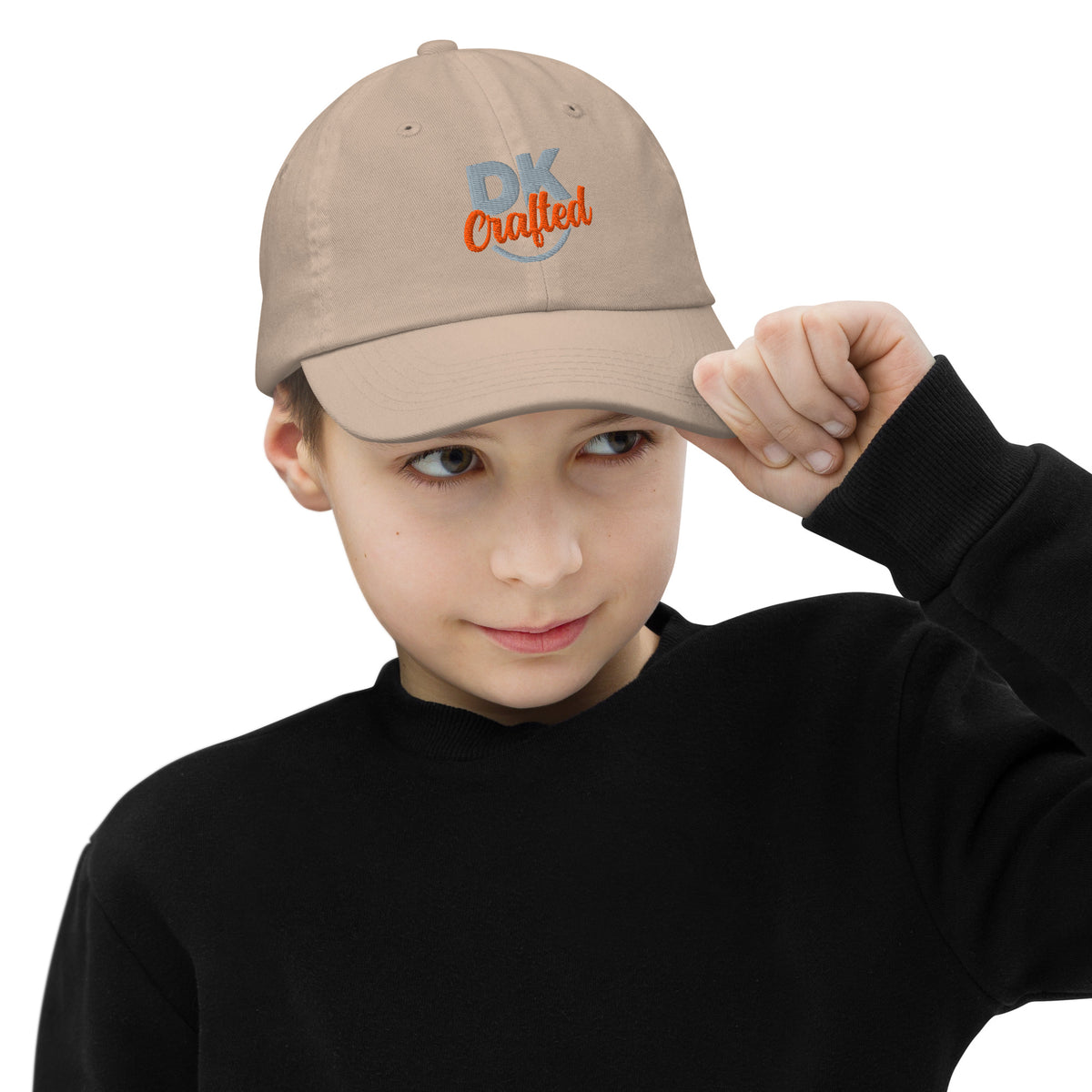 Youth baseball cap, Khaki, front view