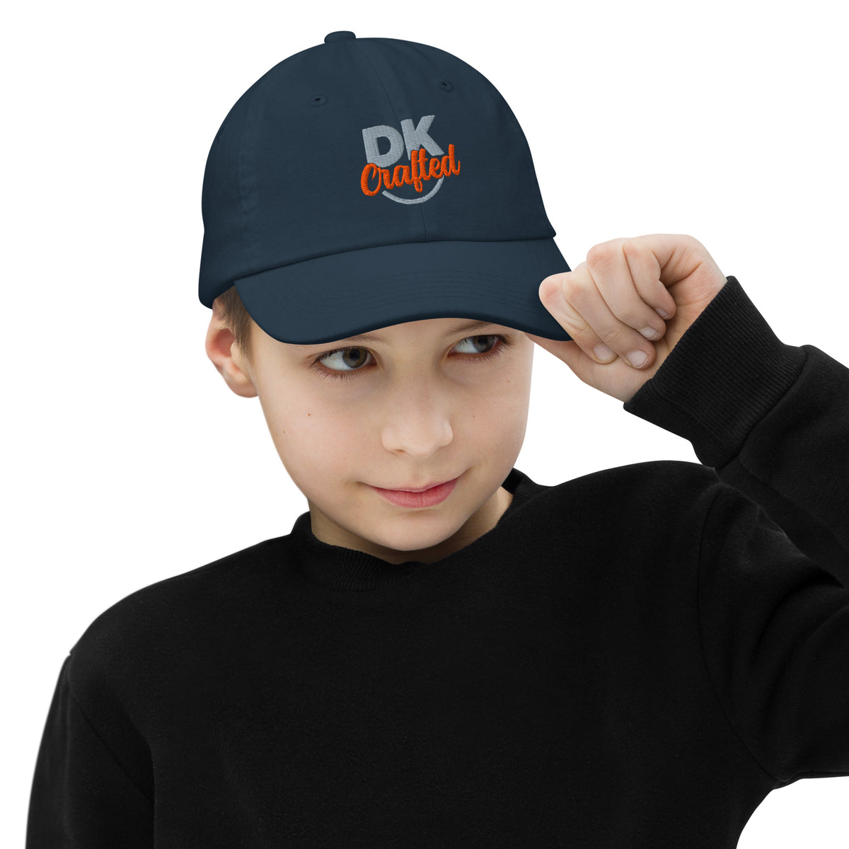 Youth baseball cap, Navy, front view