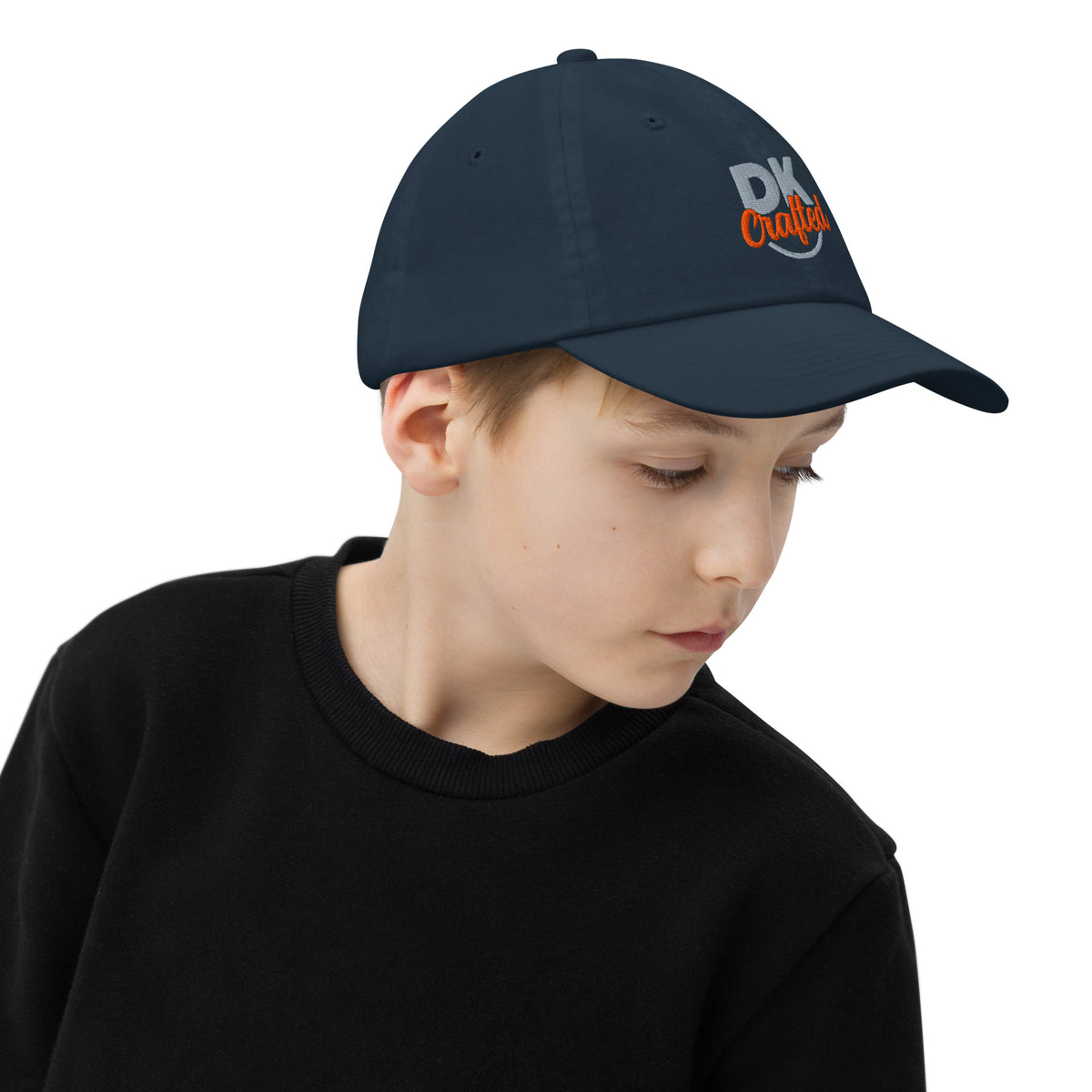 Youth baseball cap, Navy, right side view