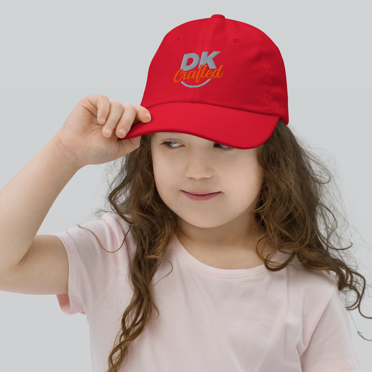 Youth baseball cap, Red, front view