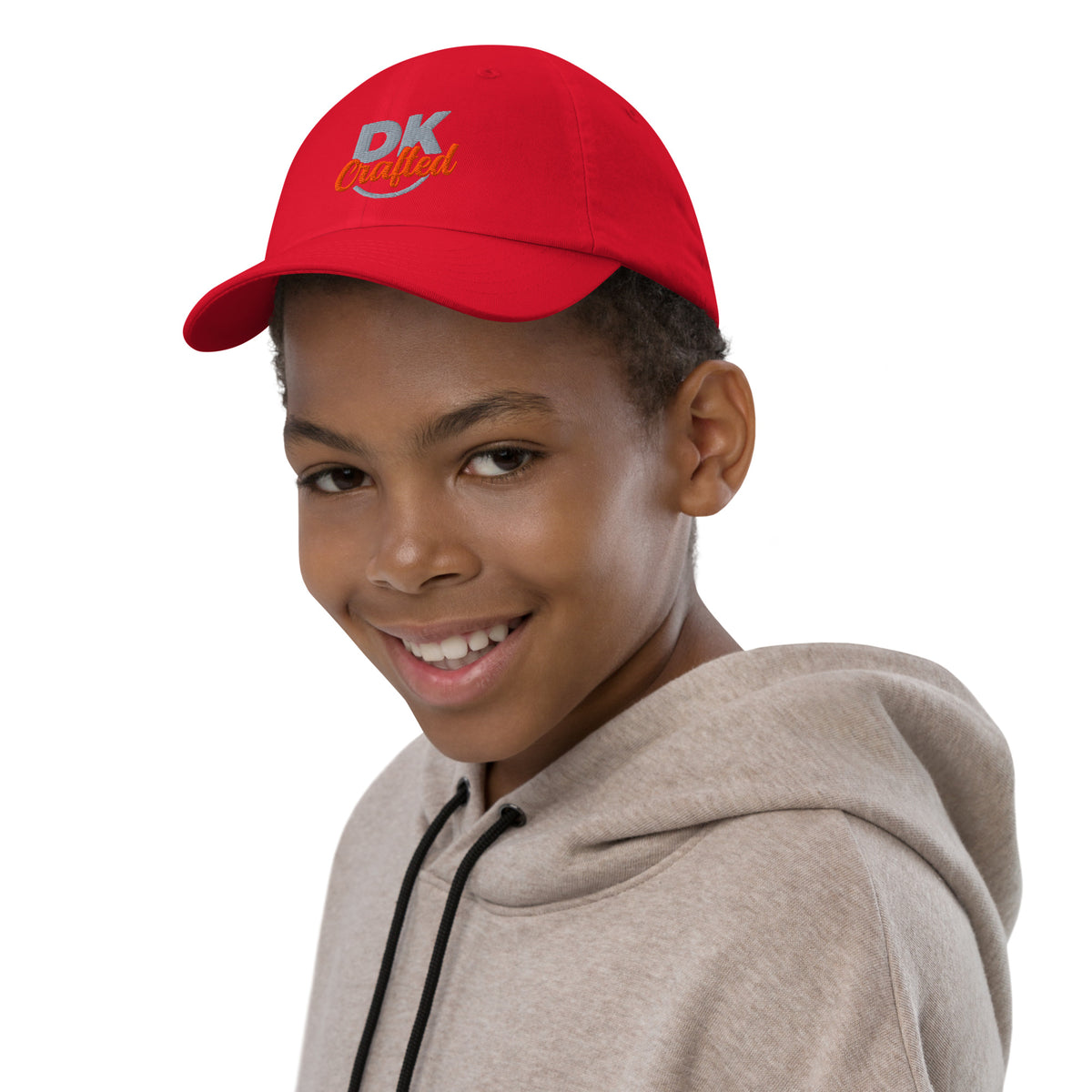 Youth baseball cap, Red, front view