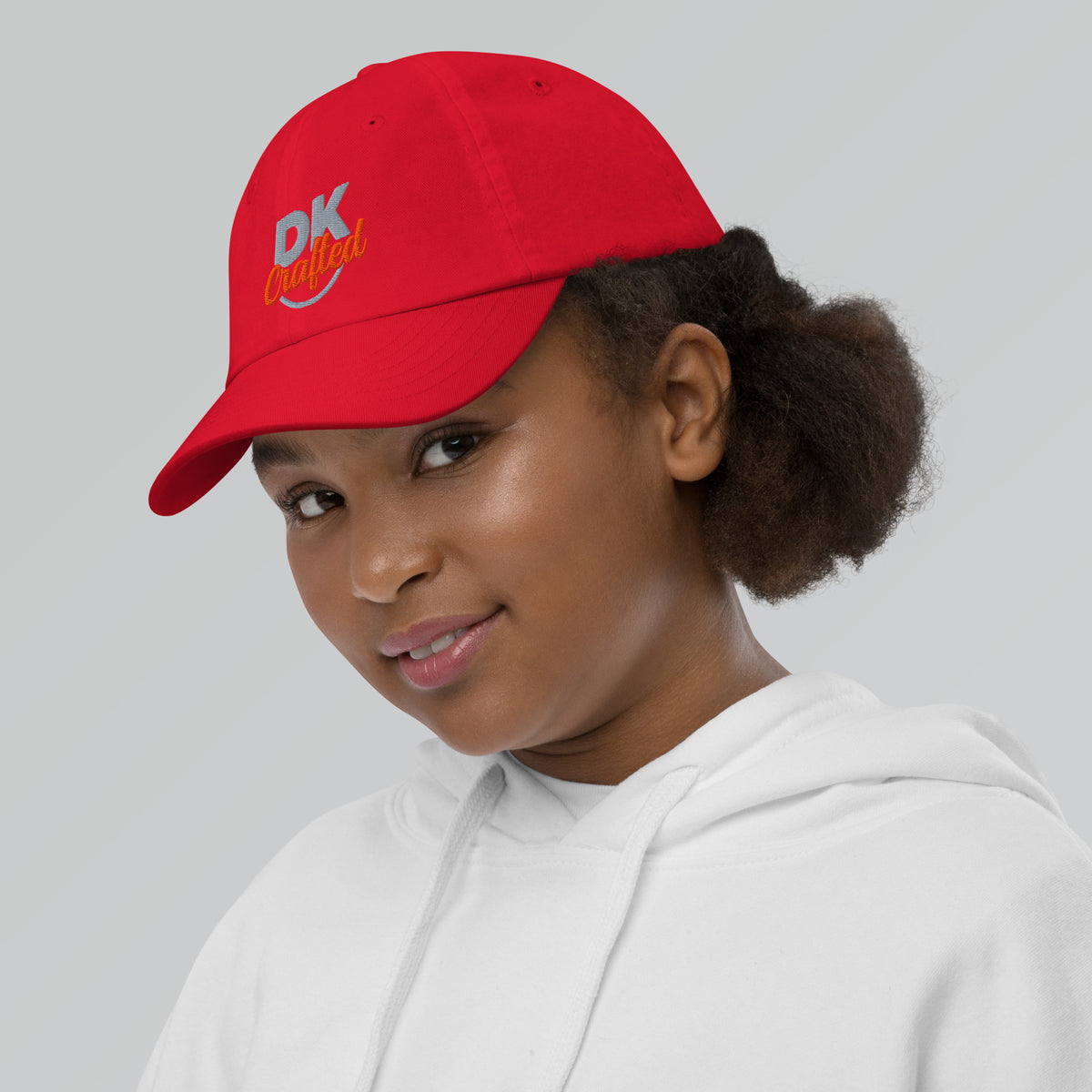 Youth baseball cap, Red, left side view