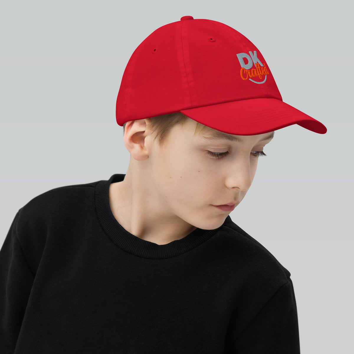 Youth baseball cap, Red, right side view
