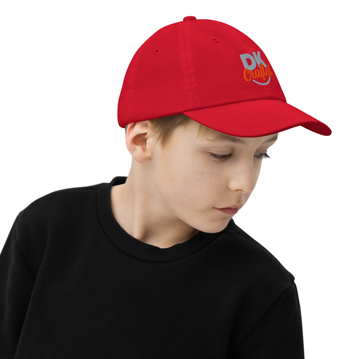 Youth baseball cap, Red, right side view