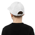 Youth baseball cap, White, back view