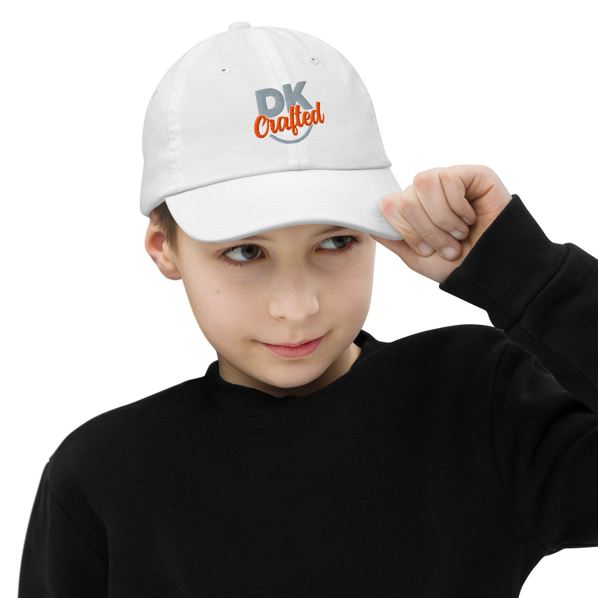 Youth baseball cap, White, front view