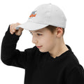 Youth baseball cap, White, left side view