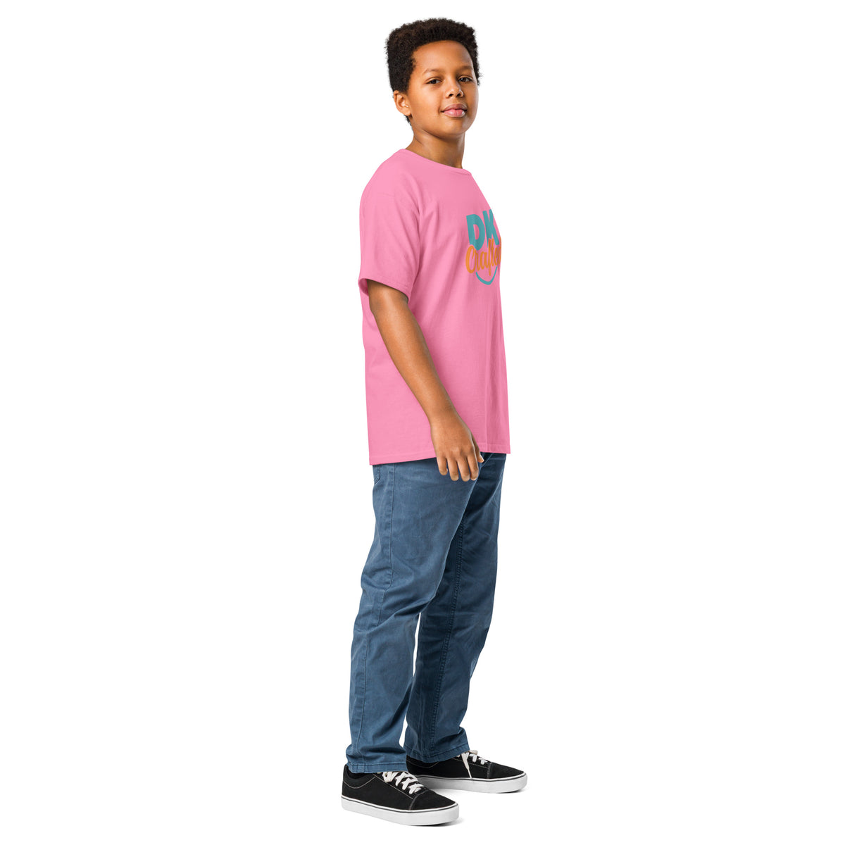 Youth classic tee, Azalea, right-front view