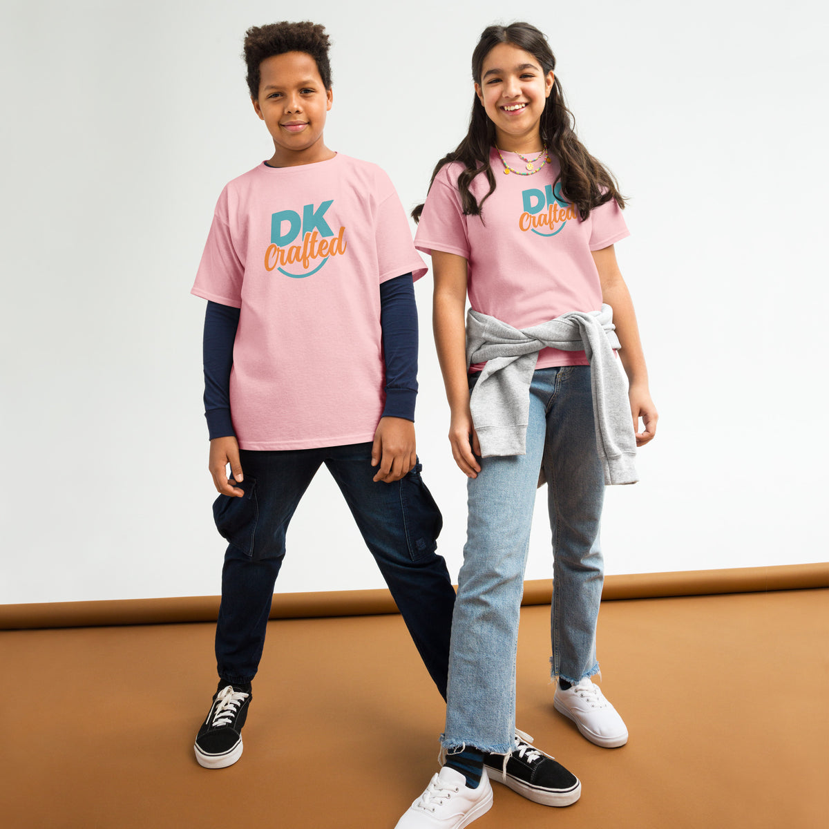 Youth classic tee, Light Pink, front view