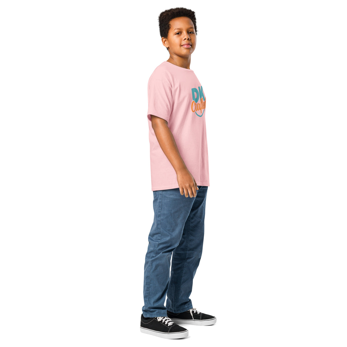 Youth classic tee, Light Pink, right-front view