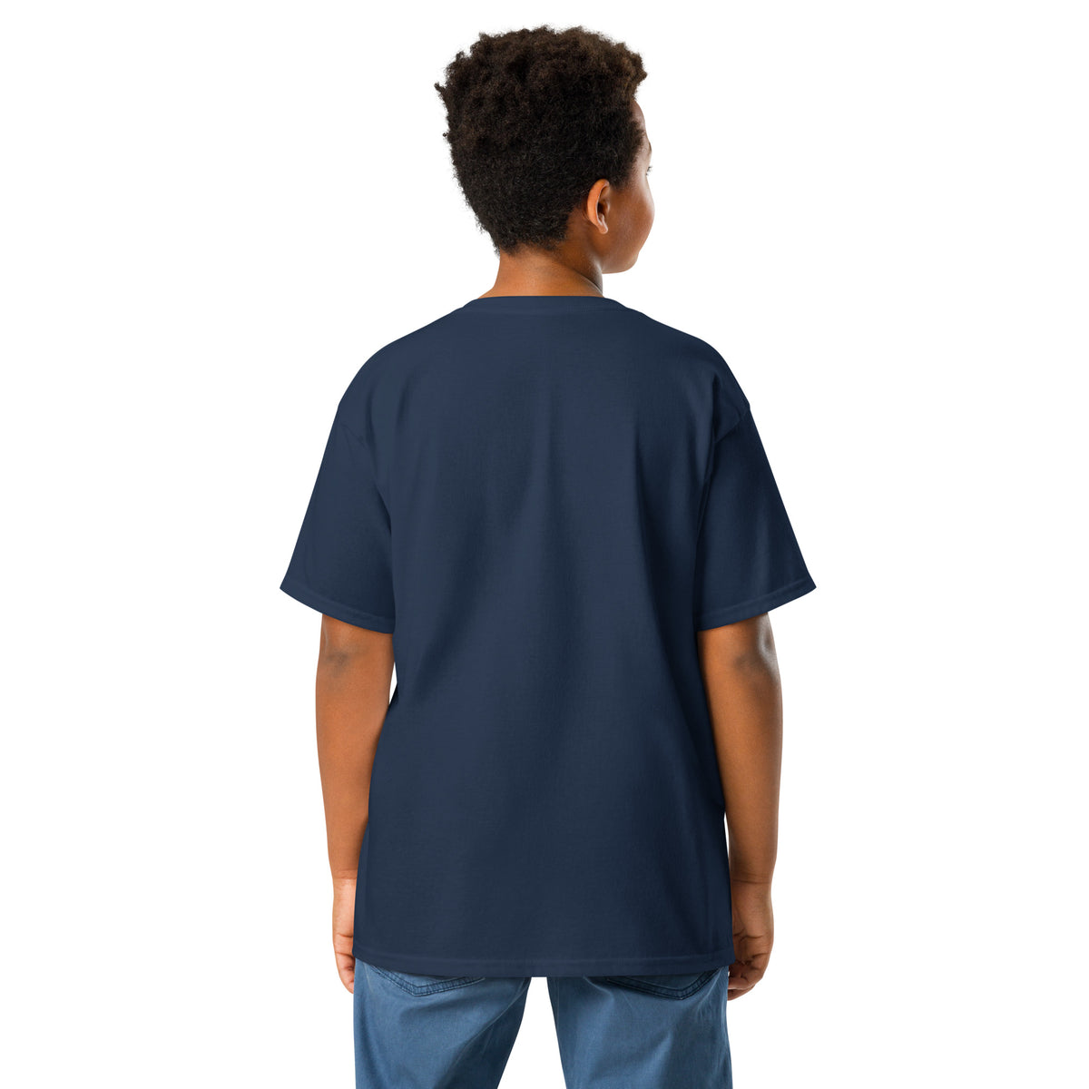 Youth classic tee, Navy, back view