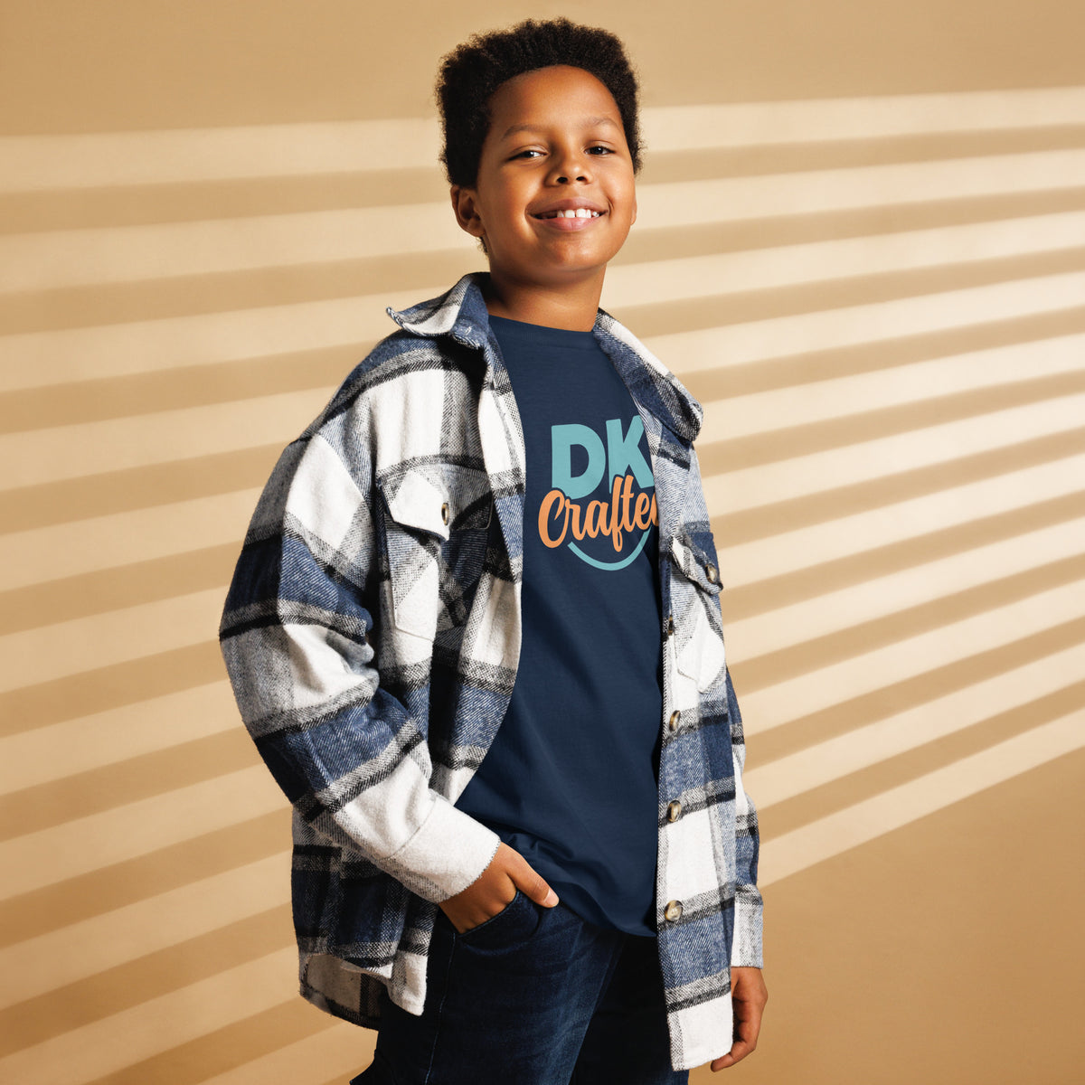 Youth classic tee, Navy, right-front view