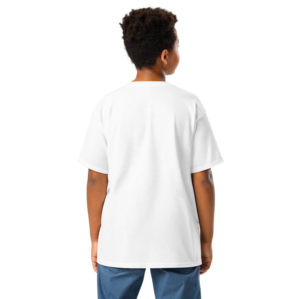Youth classic tee, White, back view