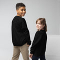 Youth crewneck sweatshirt, Black, back view