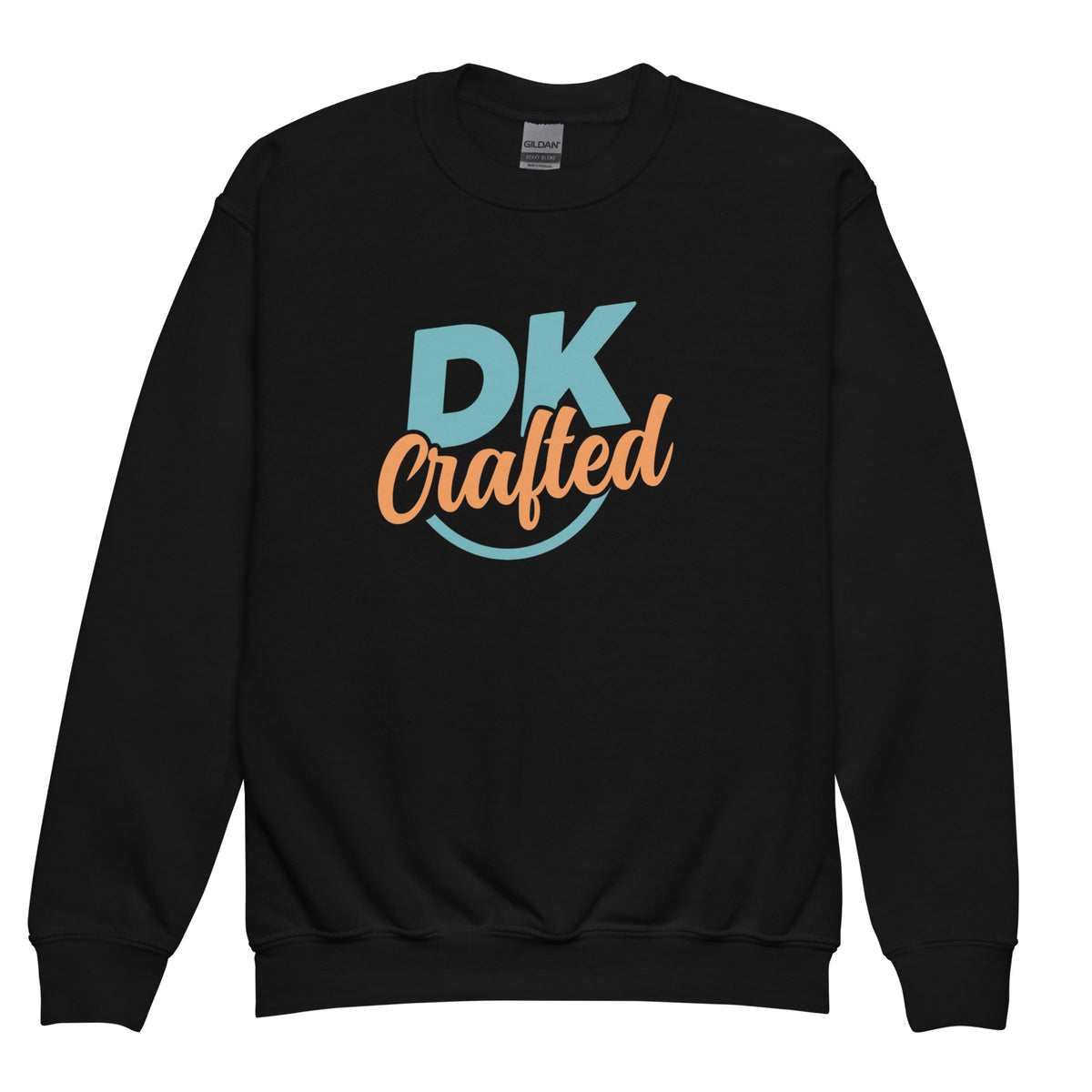Youth crewneck sweatshirt, Black, front view