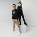 Youth crewneck sweatshirt, Black, front view