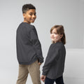 Youth crewneck sweatshirt, Dark Heather, back view