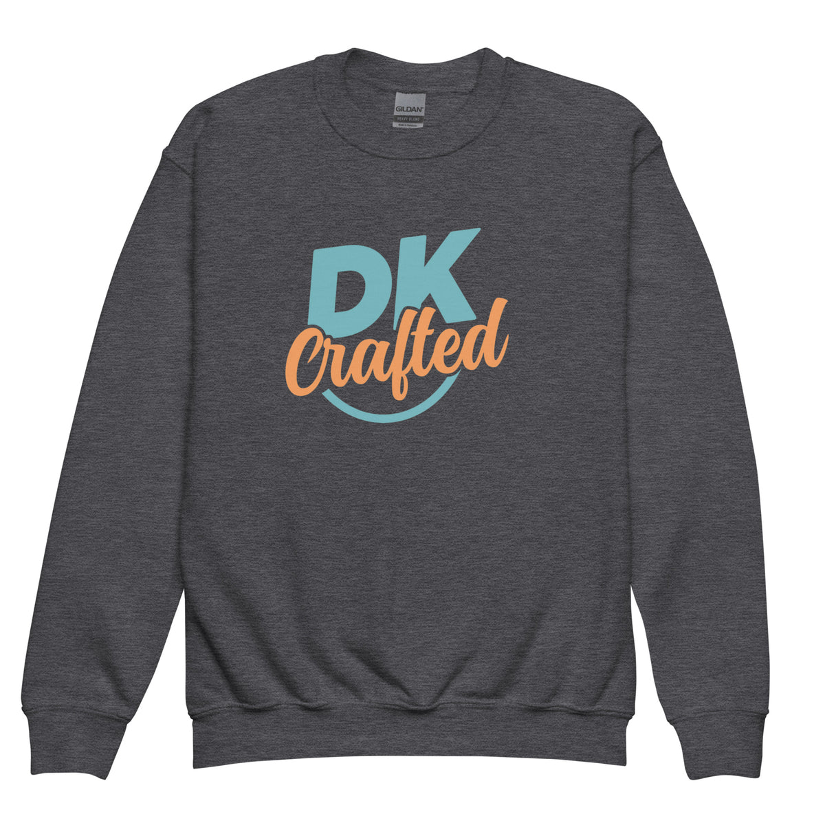 Youth crewneck sweatshirt, Dark Heather, front view