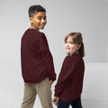 Youth crewneck sweatshirt, Maroon, back view