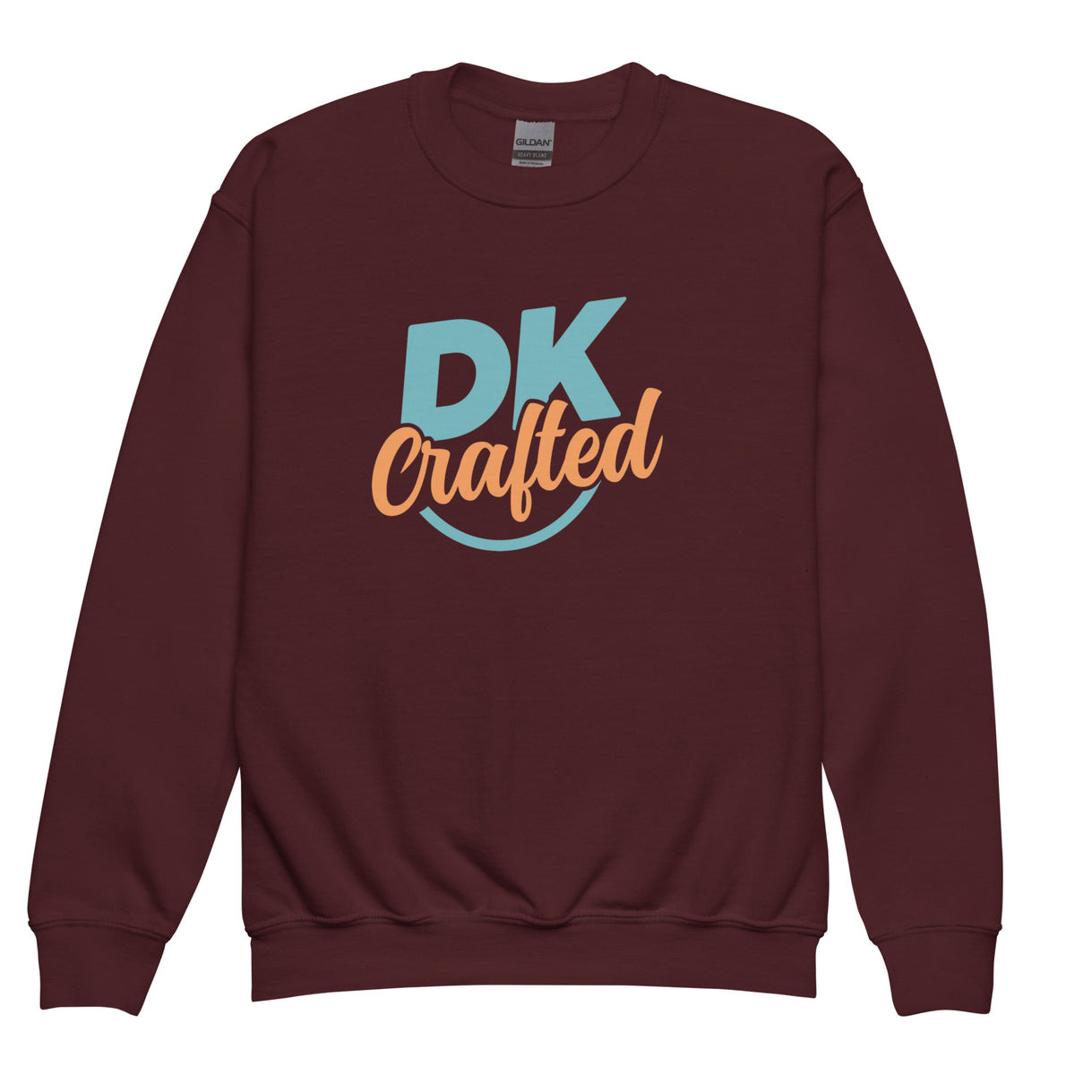 Youth crewneck sweatshirt, Maroon, front view