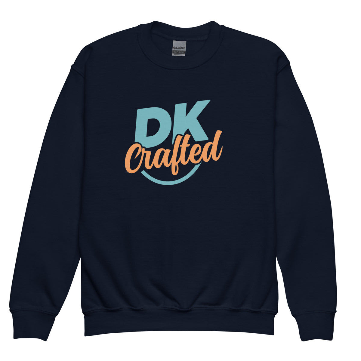 Youth crewneck sweatshirt, Navy, front view