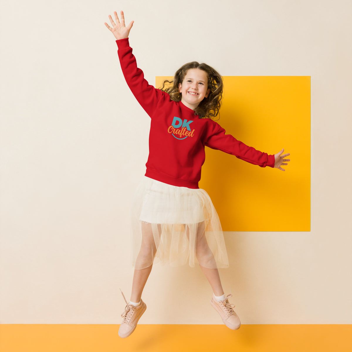 Youth crewneck sweatshirt, Red, front view