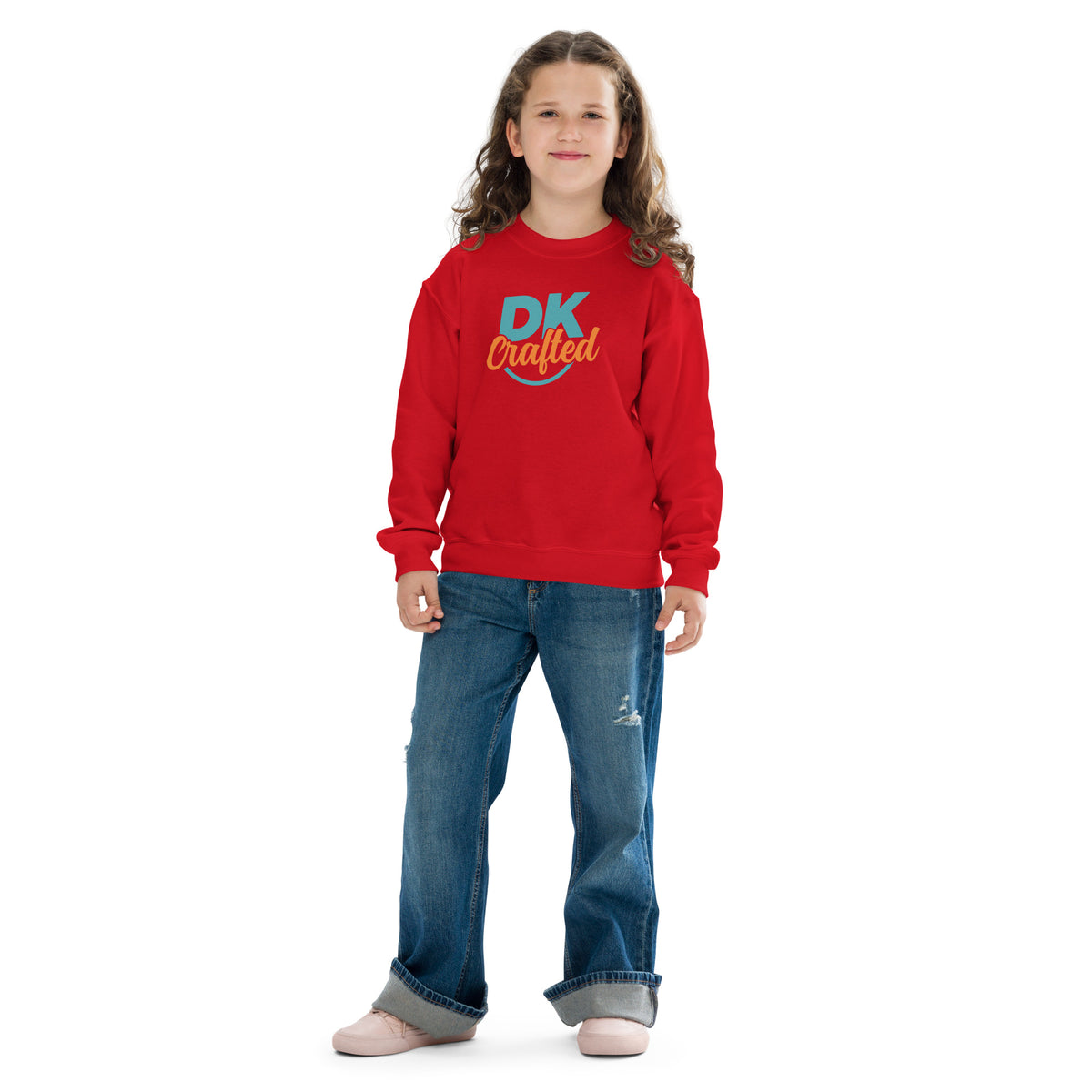 Youth crewneck sweatshirt, Red, front view
