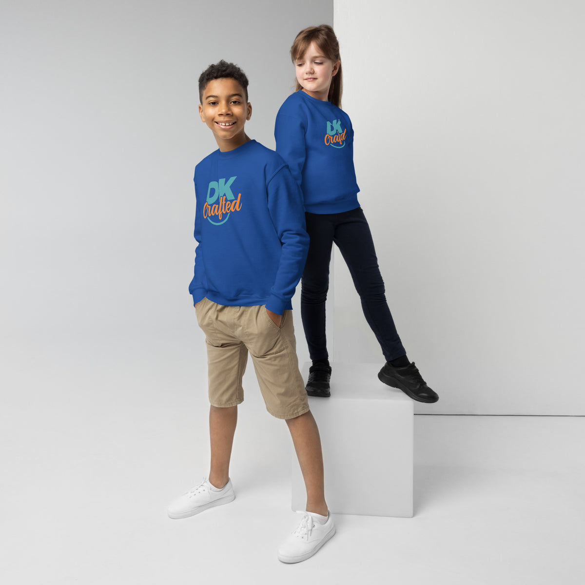 Youth crewneck sweatshirt, Royal, front view