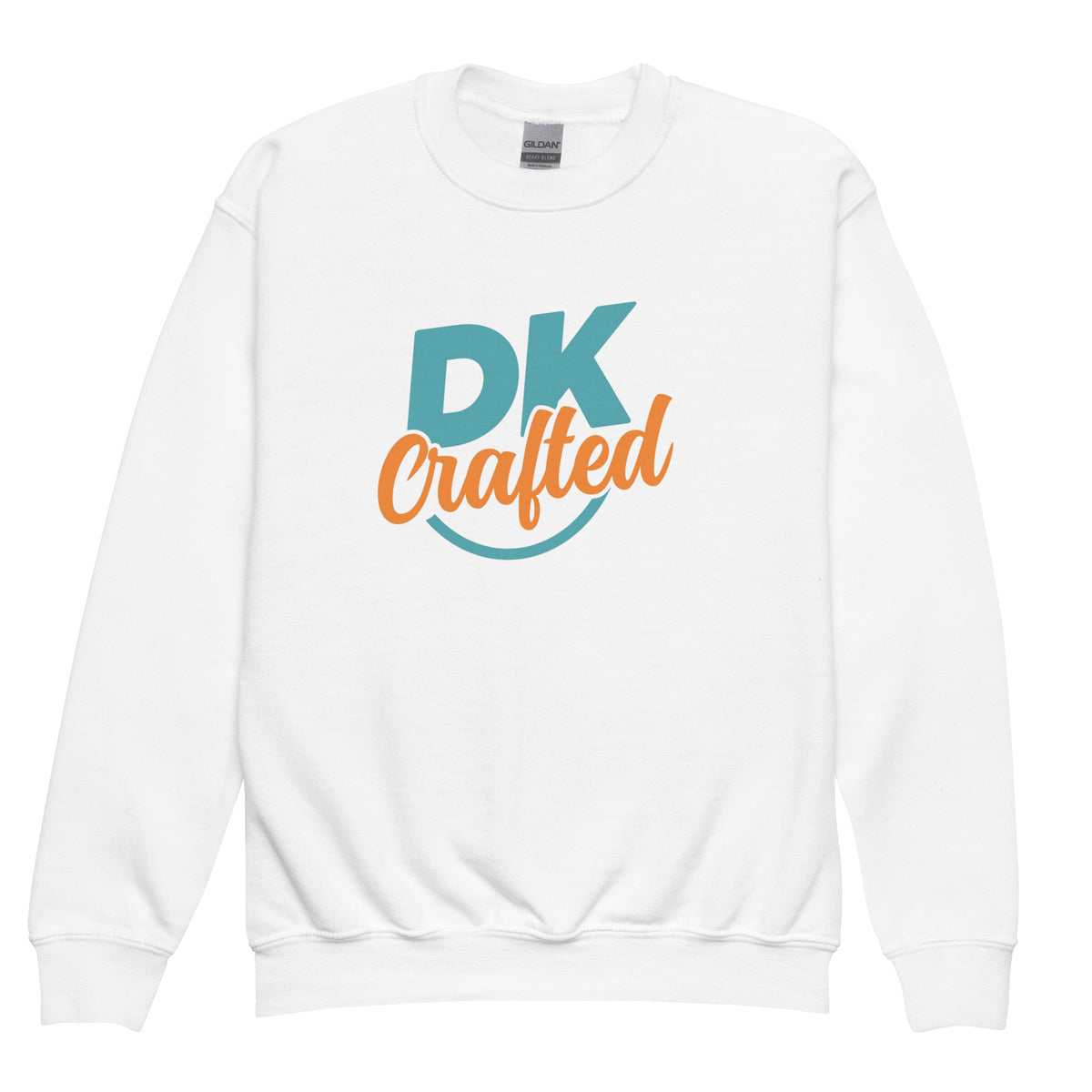 Youth crewneck sweatshirt, White, front view