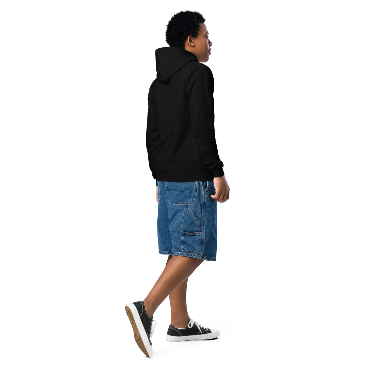 Youth heavy blend hoodie, Black, back view