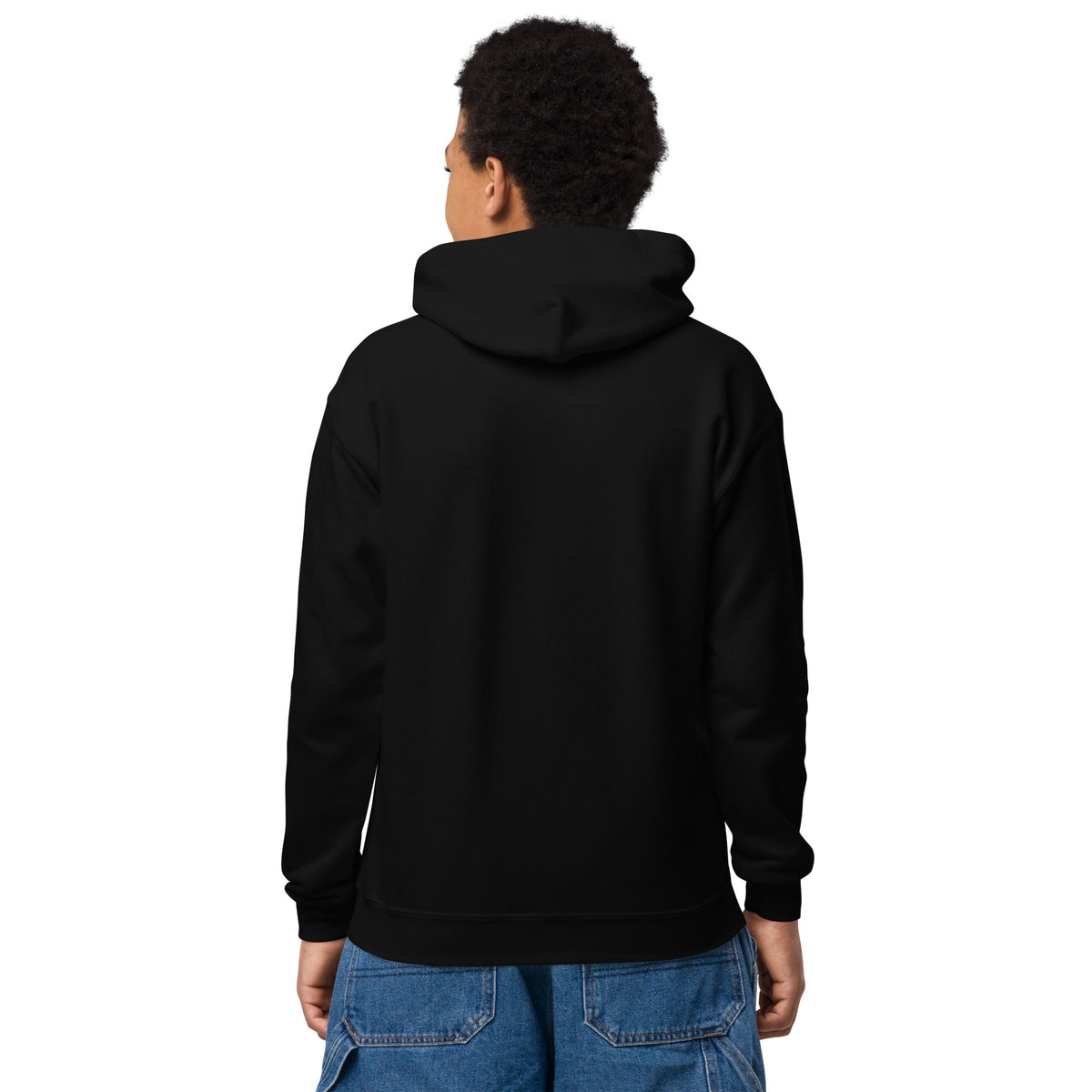 Youth heavy blend hoodie, Black, back view