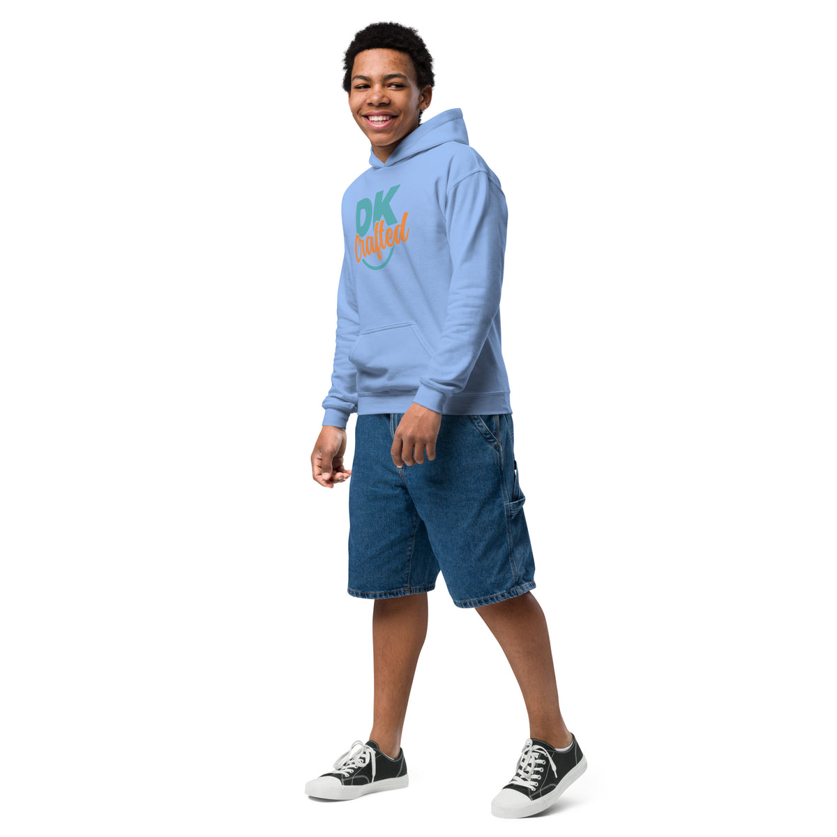Youth heavy blend hoodie, Carolina Blue, left-front view