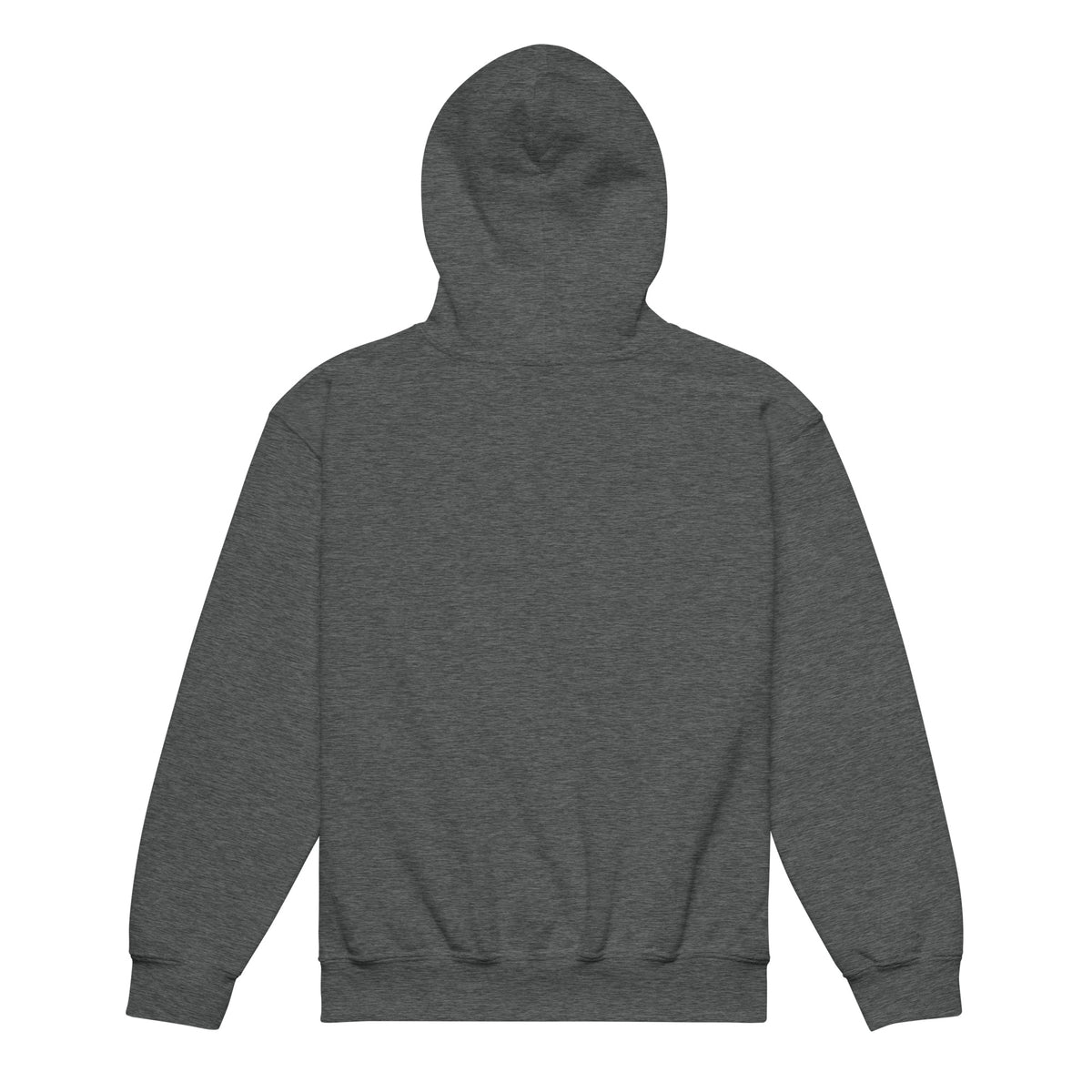 Youth heavy blend hoodie, Dark Heather, back view