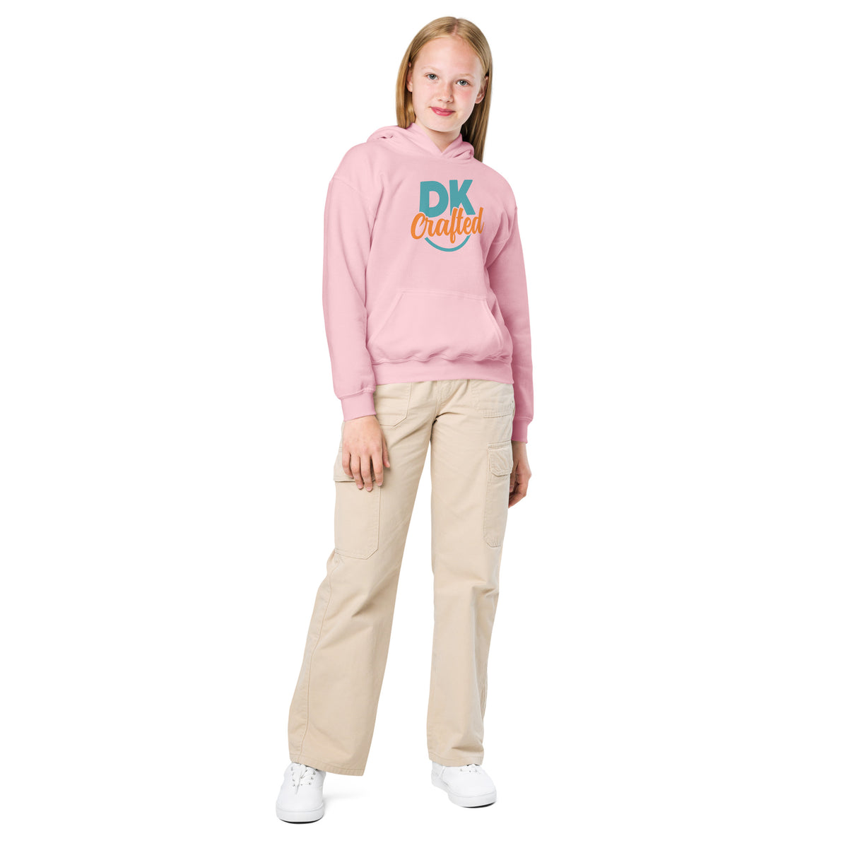 Youth heavy blend hoodie, Light Pink, front view