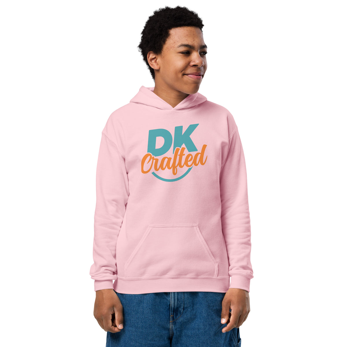 Youth heavy blend hoodie, Light Pink, front view