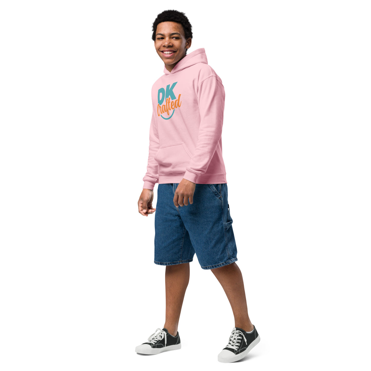 Youth heavy blend hoodie, Light Pink, left-front view