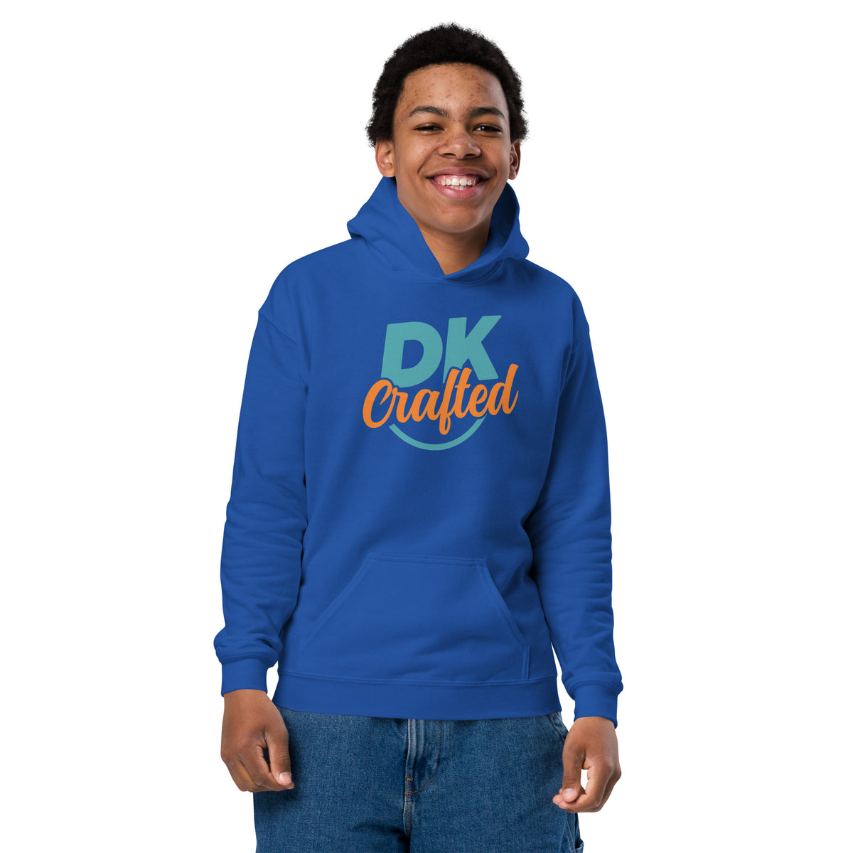 Youth heavy blend hoodie, Royal, front view