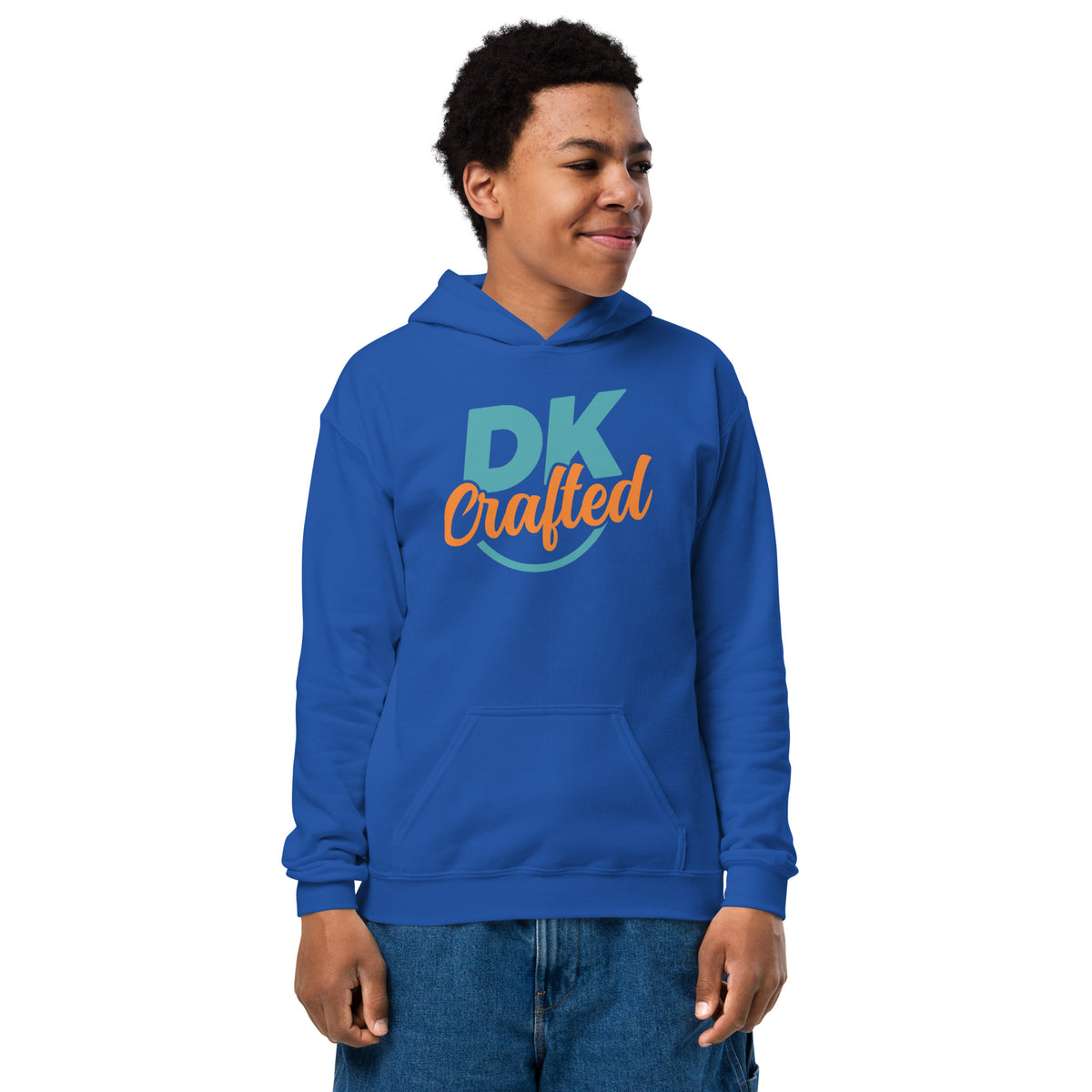 Youth heavy blend hoodie, Royal, front view