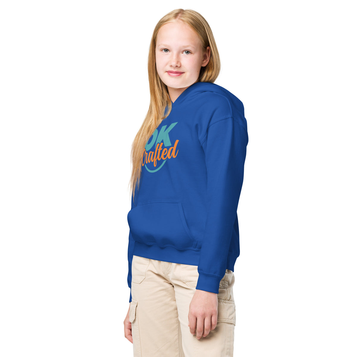 Youth heavy blend hoodie, Royal, left-front view