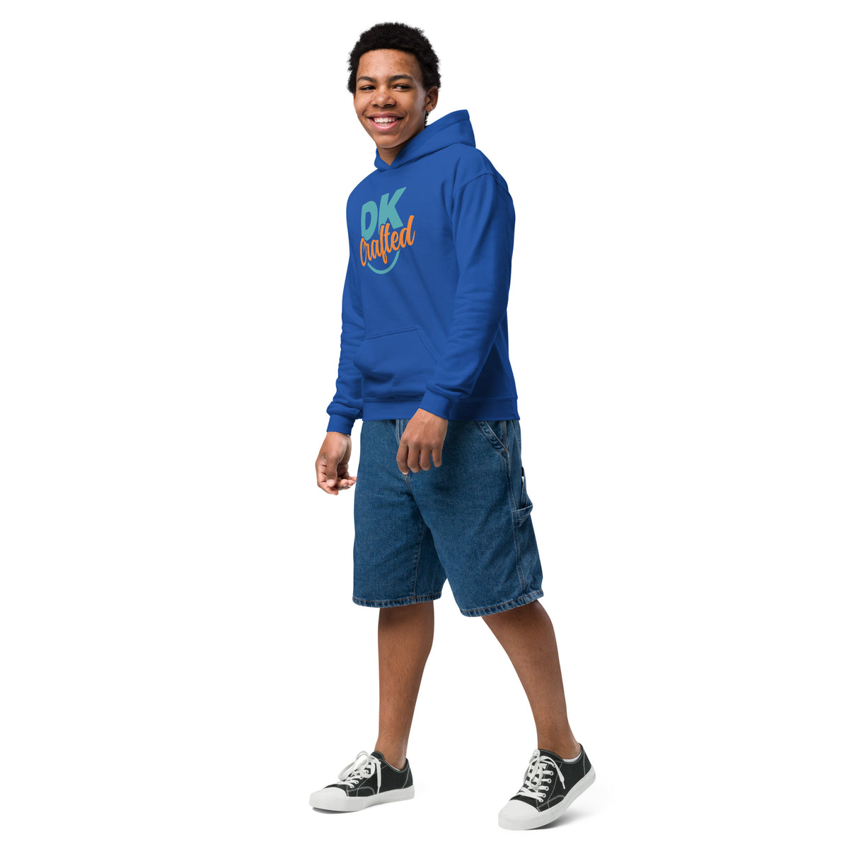 Youth heavy blend hoodie, Royal, left-front view