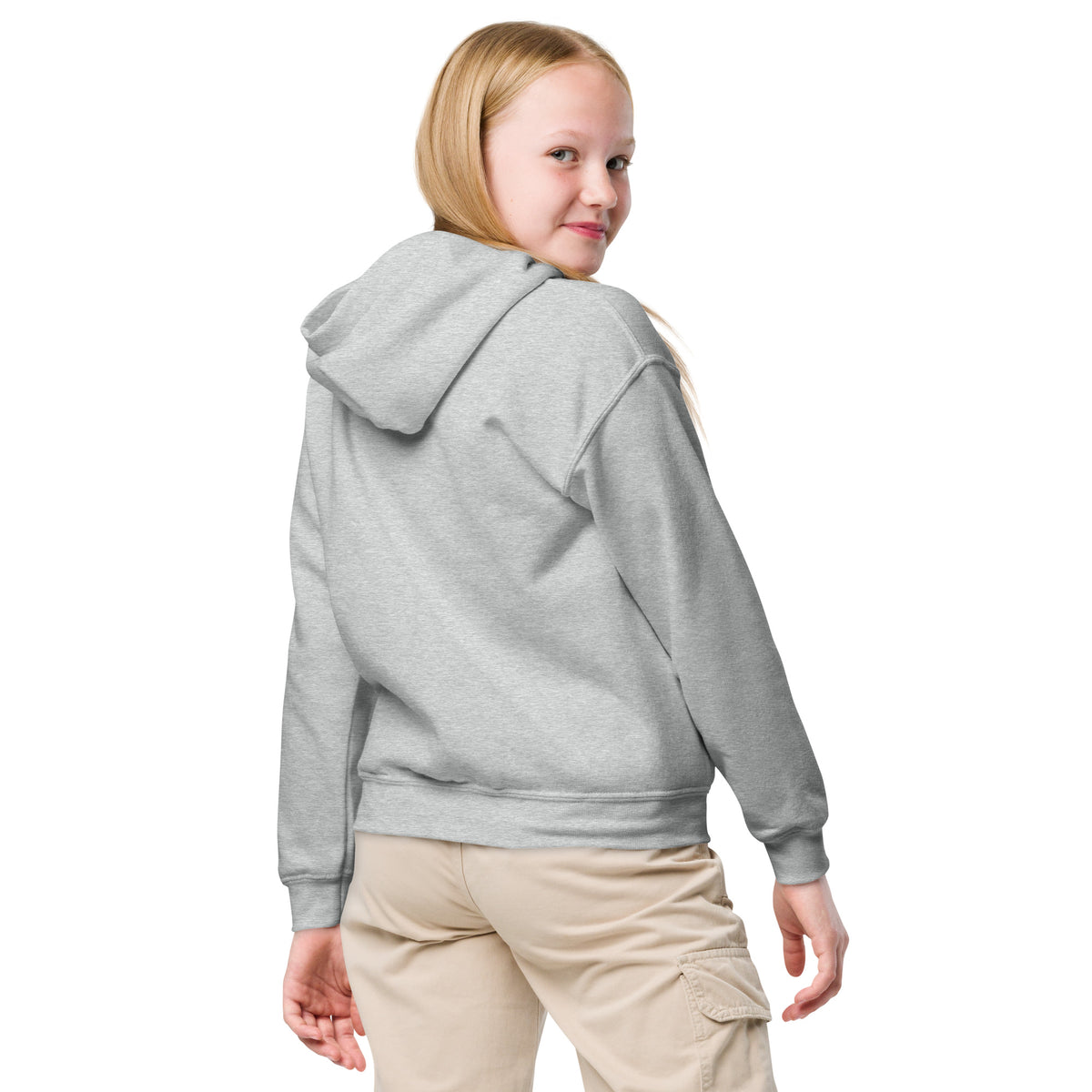 Youth heavy blend hoodie, Sport Grey, back view