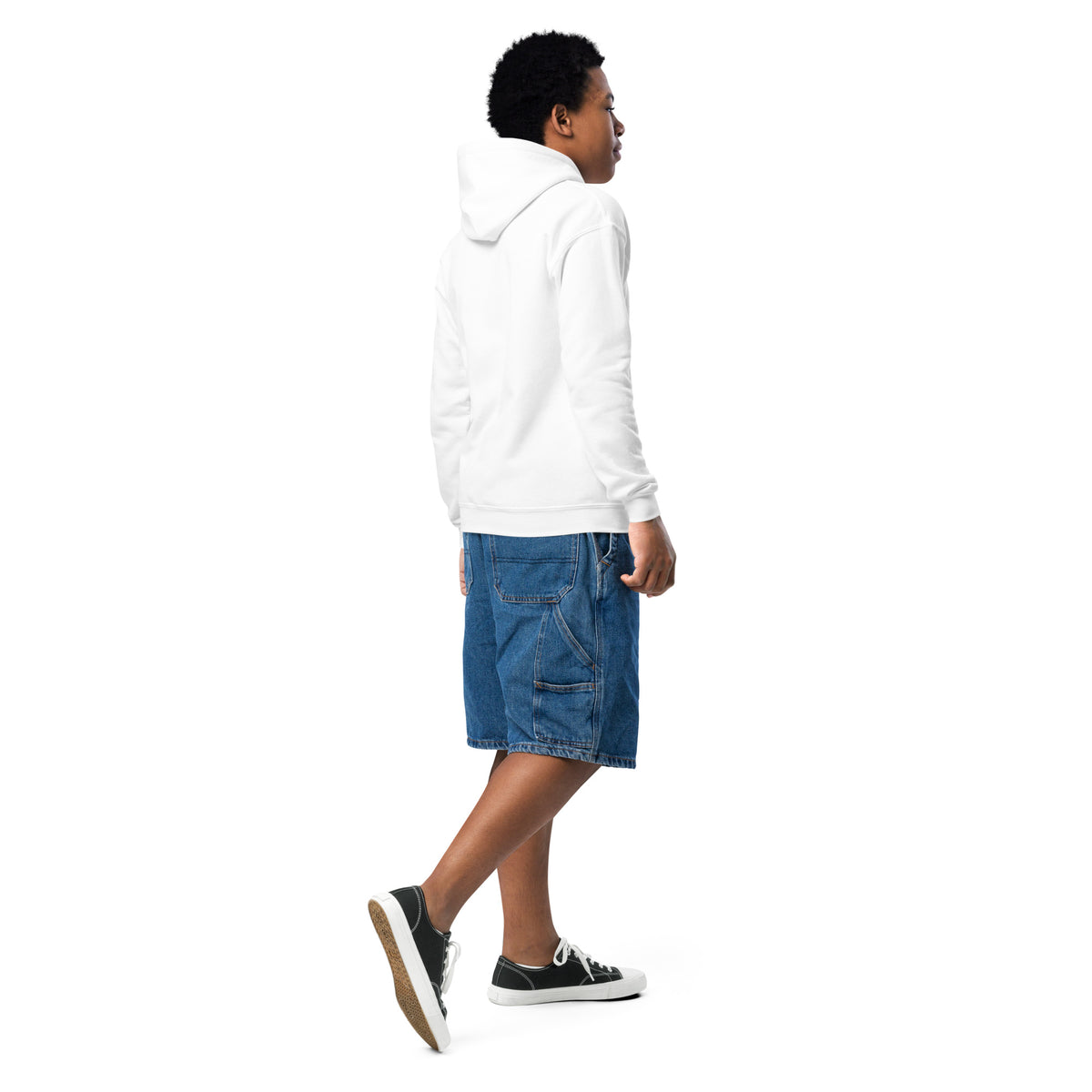 Youth heavy blend hoodie, White, back view
