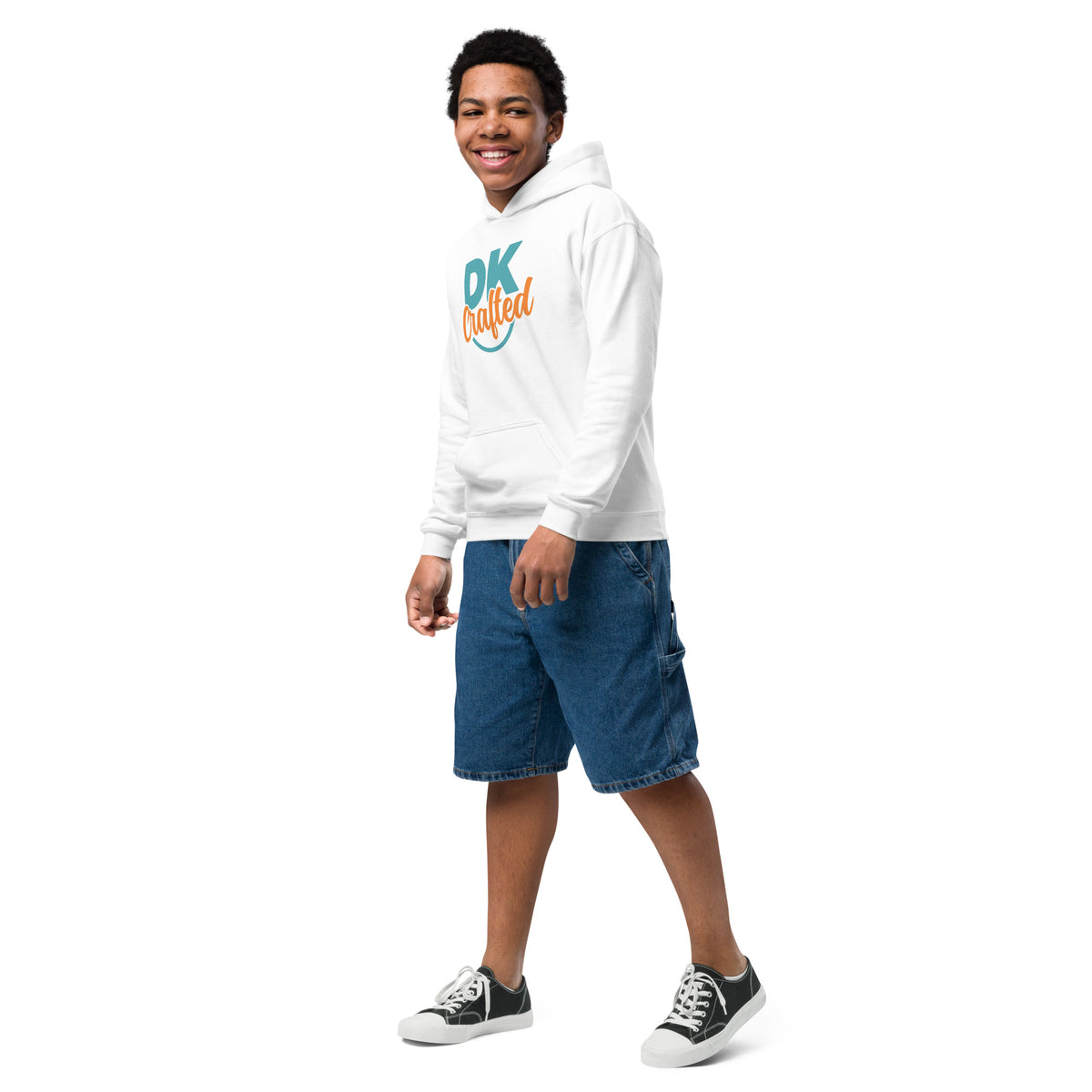 Youth heavy blend hoodie, White, left-front view
