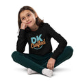 Youth long sleeve tee, Black, front view