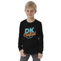 Youth long sleeve tee, Black, front view