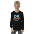 Youth long sleeve tee, Black, front view
