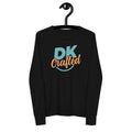 Youth long sleeve tee, Black, front view
